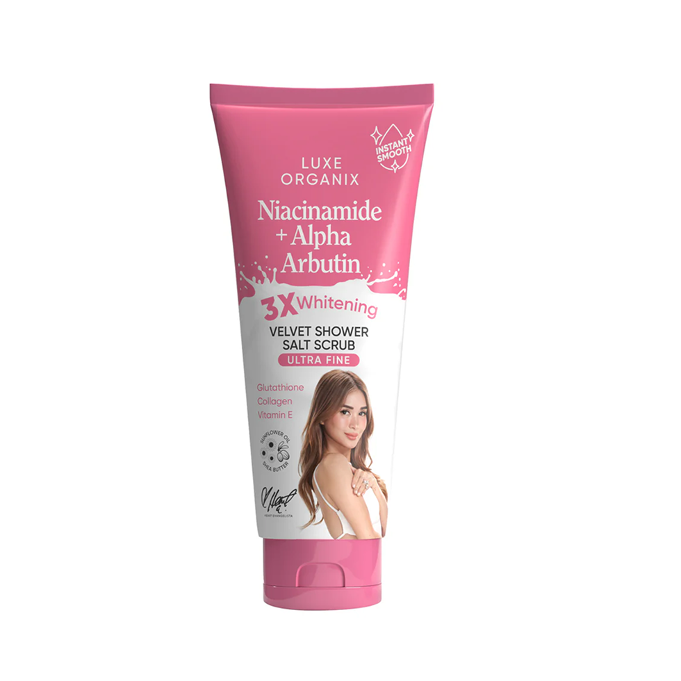 Luxe Organix Niacinamide + Alpha Arbutin 3x Whitening Velvet Shower Salt Scrub 320g