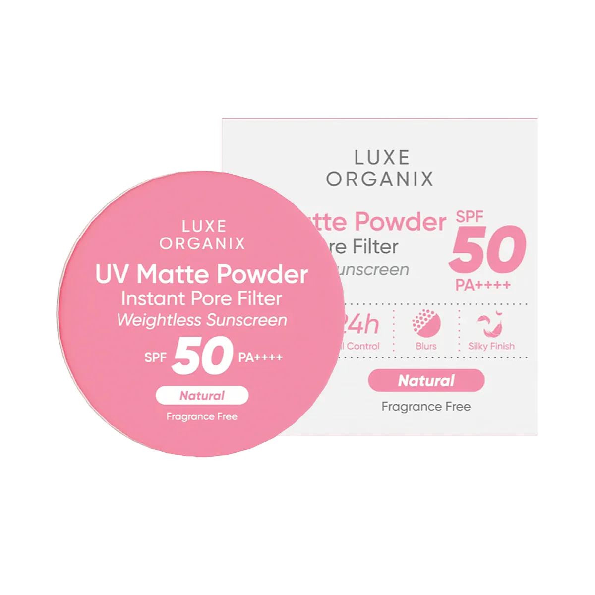 Luxe Organix UV Matte Powder Instant Pore Filter Weightless Sunscreen SPF 50 PA++++ Natural 15g