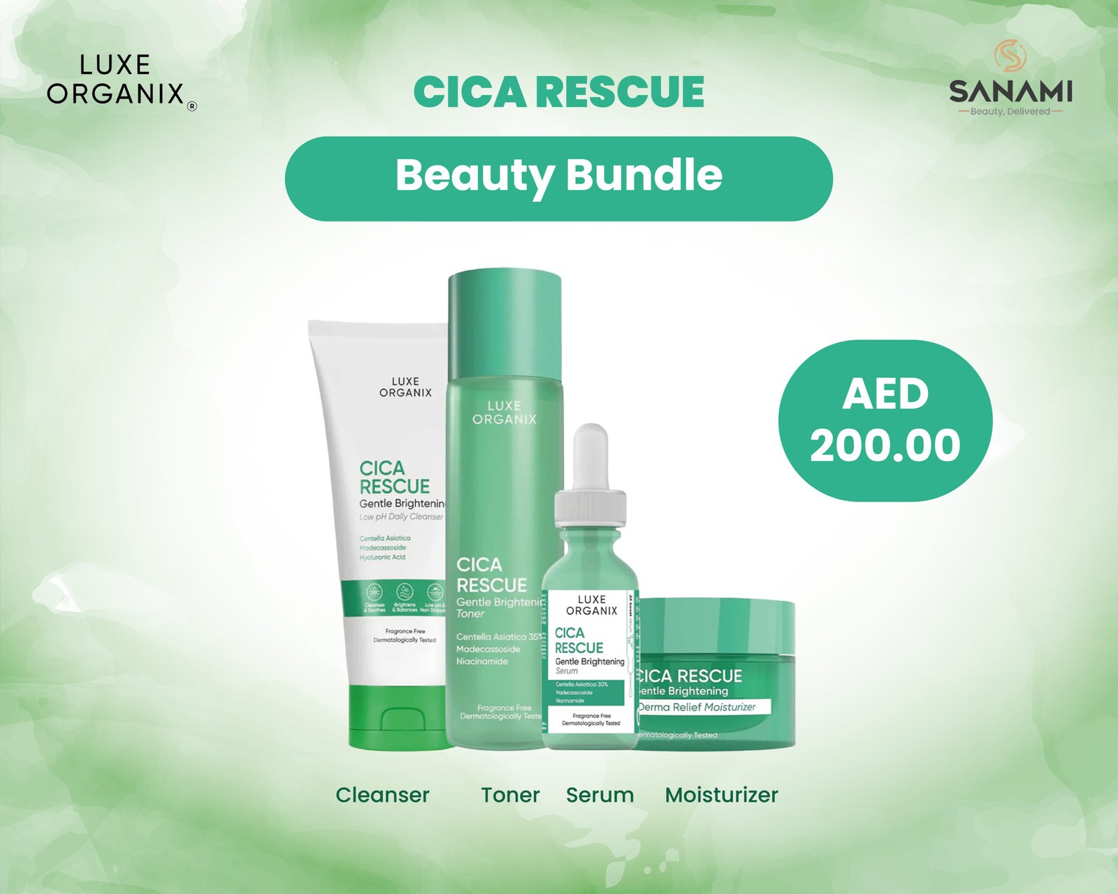 Luxe Organix Cica Rescue Gentle Brightening Bundle