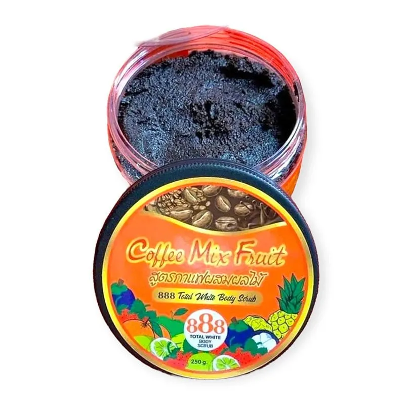 888 Total White Coffee Mix Fruit Whitening Body Scrub 250g