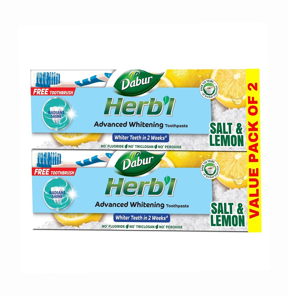Dabur Herbal Advanced Whitening 150g + Toothbrush Pack Of 2 x 48 pcs -1