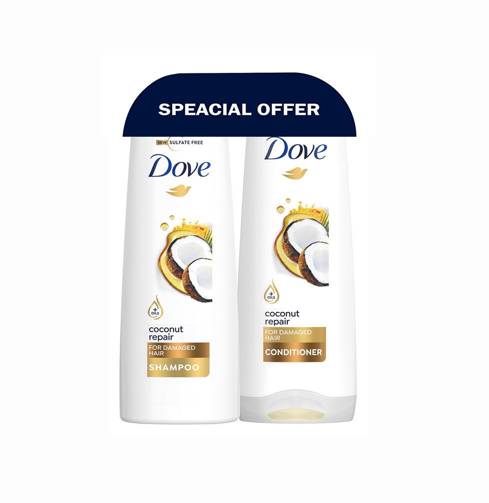 Dove Coconut Repair Shampoo + Conditioner - 400ml (Pack of 2)