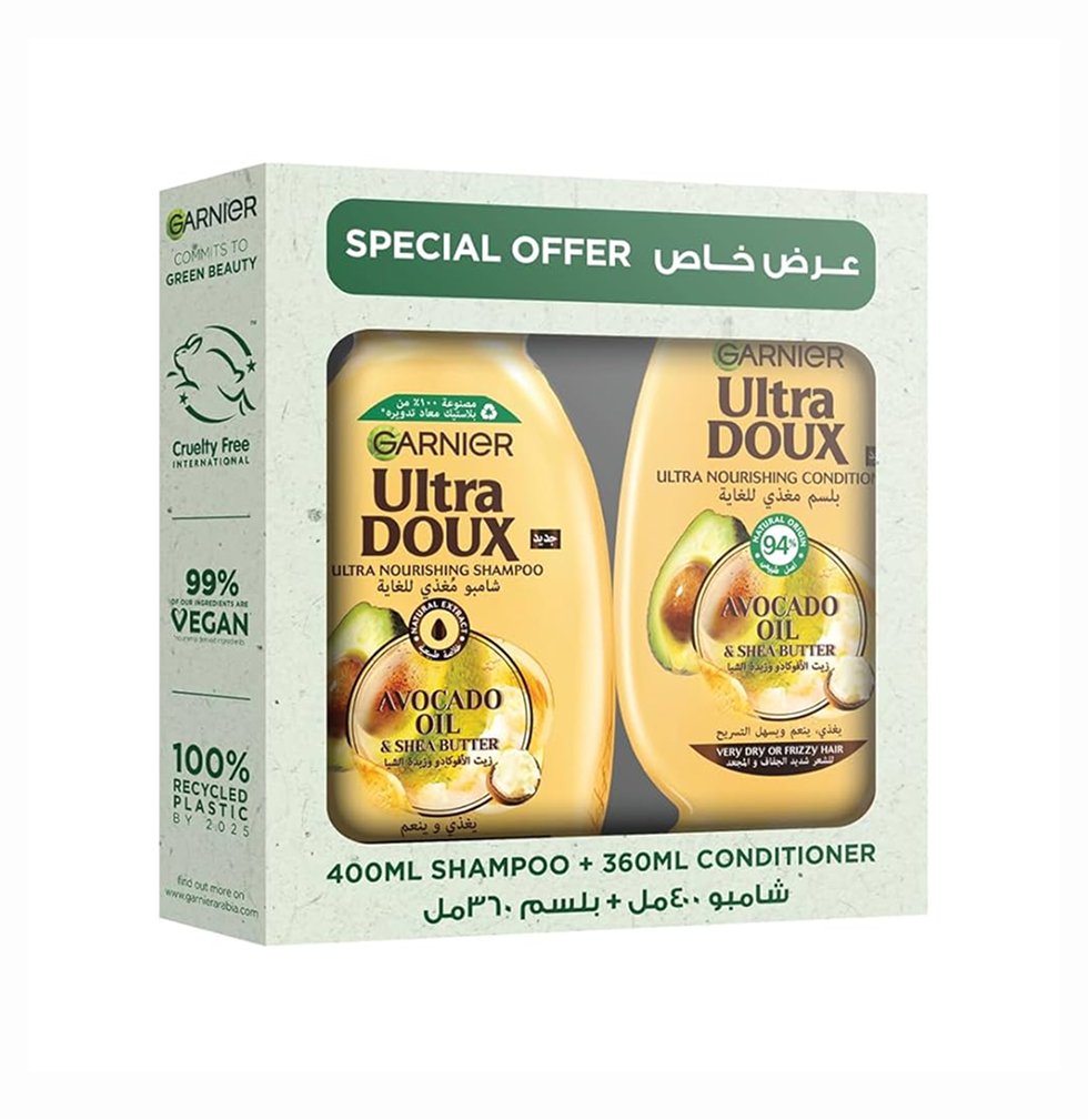 Garnier Ultra Doux Ultra Nourishing Shampoo 400ml + Conditioner 360ml