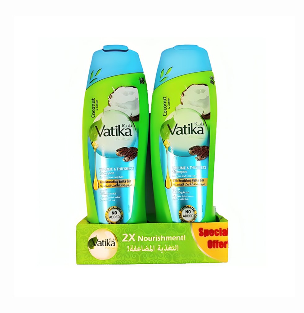 Vatika Coconut & Castor Volume & Thickness Shampoo 2 X 400ml - 6 pcs
