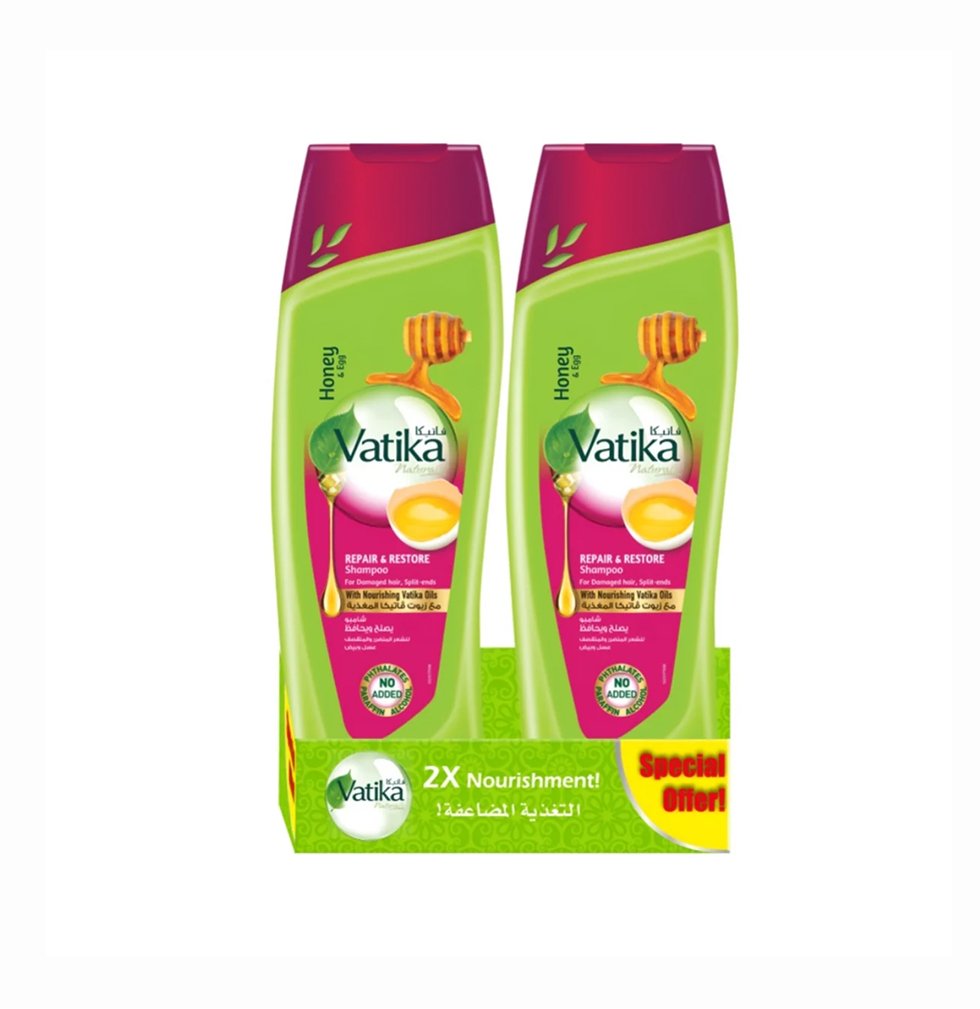 Vatika Honey & Egg Repair & Restore Shampoo 2 X 400ml - 6 pcs