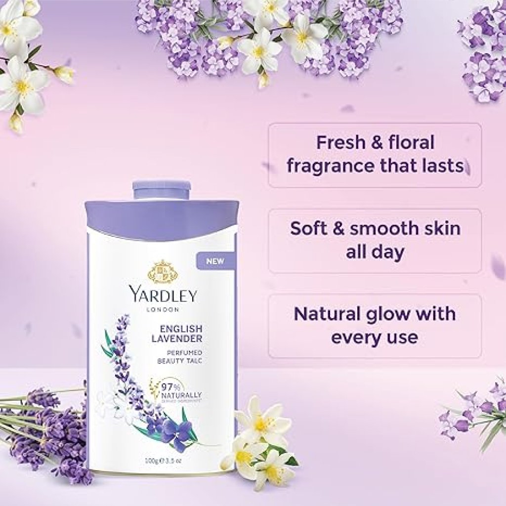 Yardley London English Rose & Lavender Perfumed Talc - 250g x 2