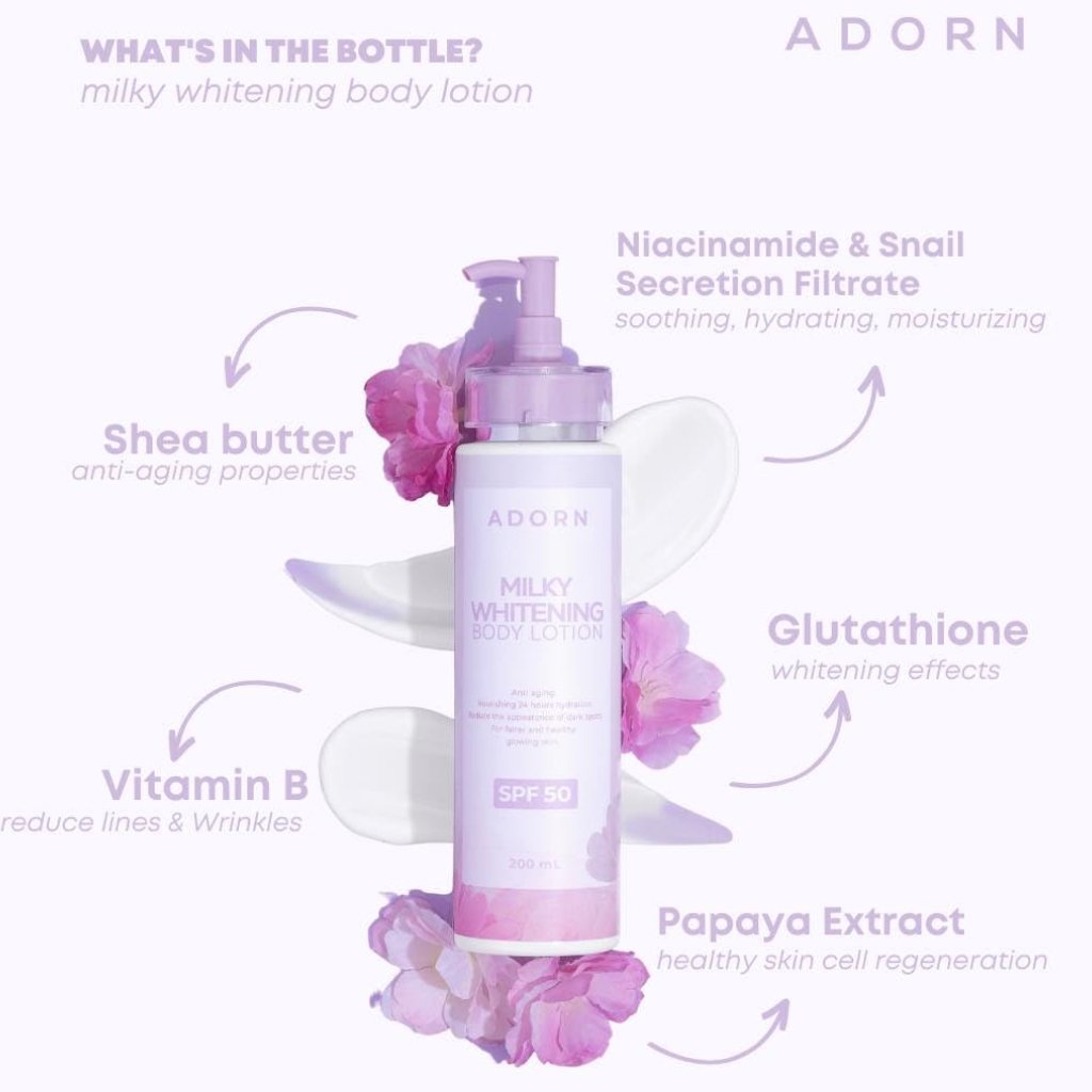 Adorn Milky Whitening Body Lotion Spf50 200ml