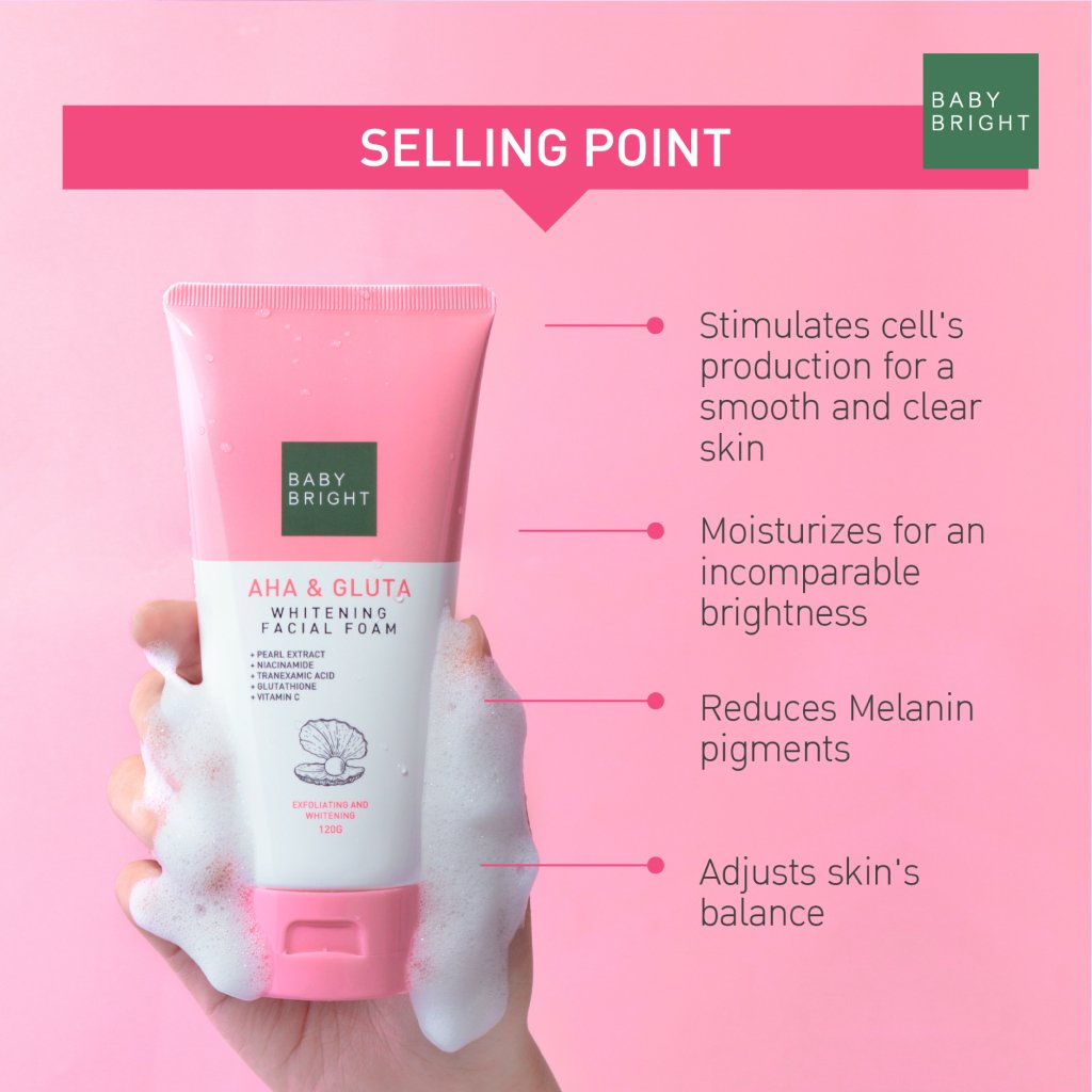 BB AHA & Gluta Whitening Facial Foam 120g