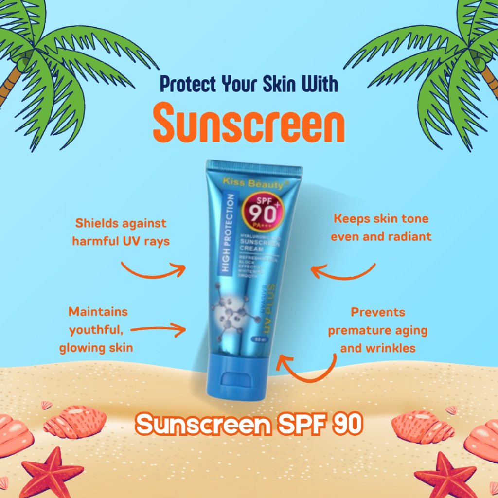 Kiss Beauty Hyaluronic Acid Sunscreen Cream SPF 90+ 60ml